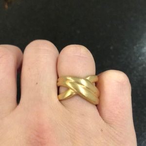 Gold Ring with X Design, Costume Jewelry